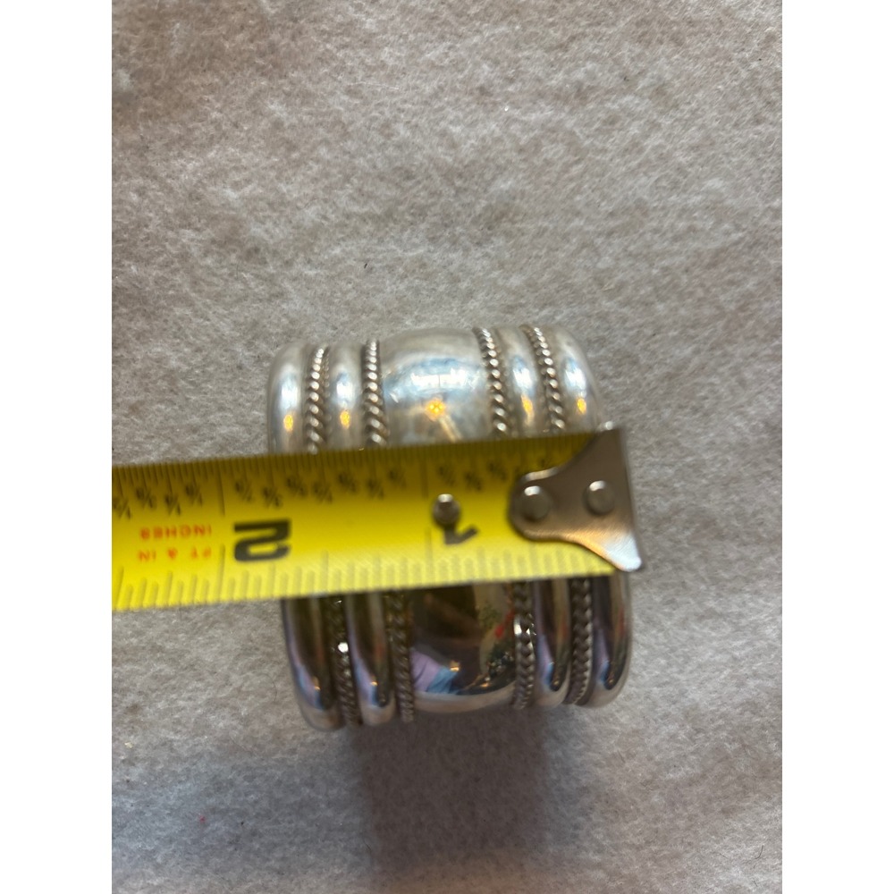 Tahe Sterling Silver Cuff Bracelet Navajo Wide Twisted Rope Band Excellent - Picture 7 of 11